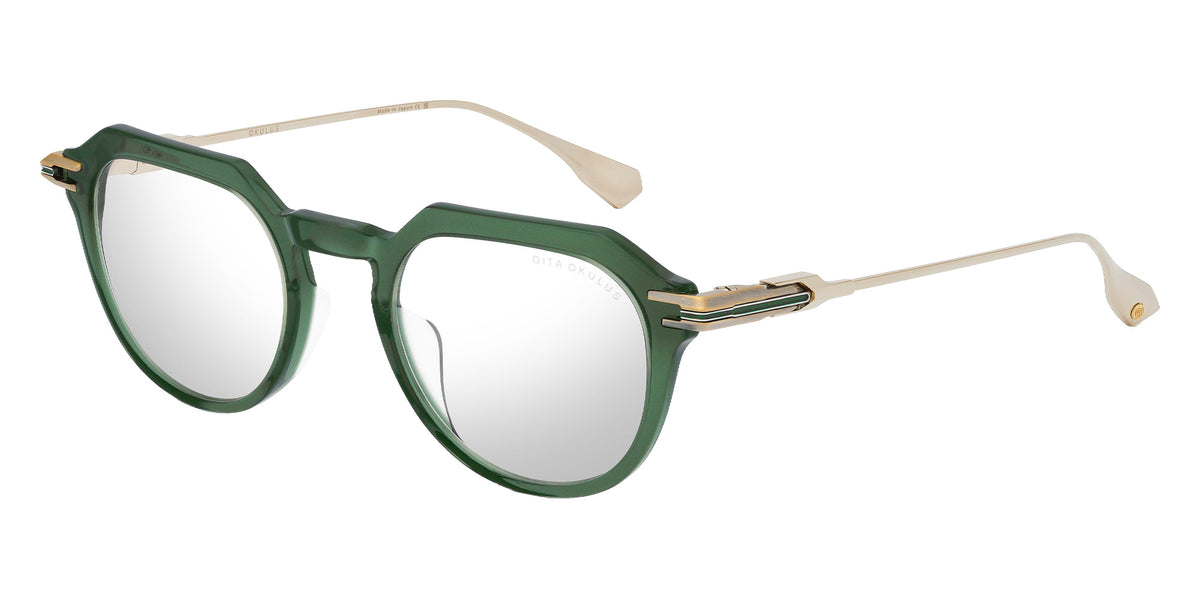 Dita® OKULUS Eyeglasses DT DTX487-A-02 49 - Crystal Pine/Antique White Gold/Shiny Silver