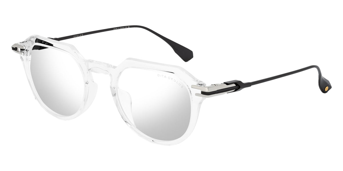 Dita® OKULUS Eyeglasses DT DTX487-A-03 49 - Crystal Clear/Shiny Silver/Black Iron
