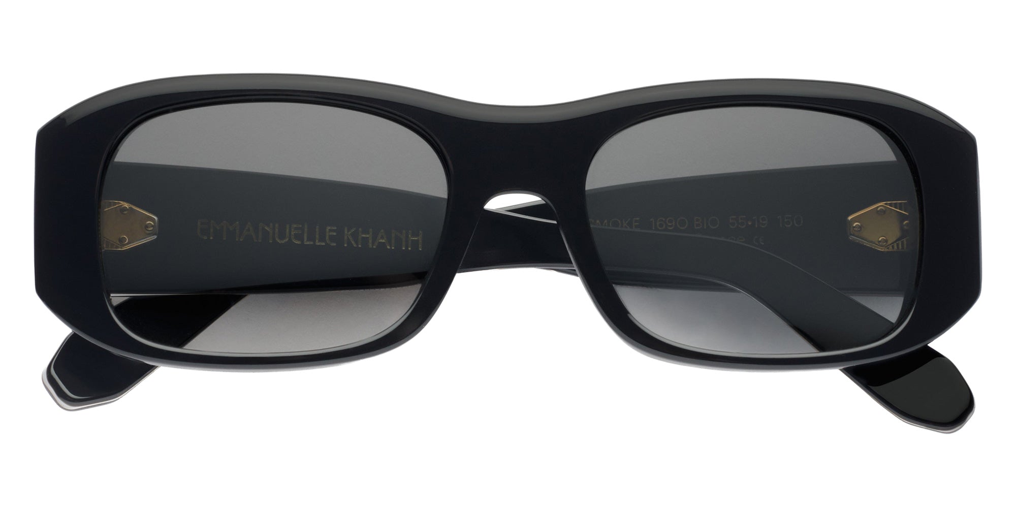Emmanuelle Khanh® SMOKE Sunglasses EK SMOKE-169O 53 - Noir Cristal Bio - Or