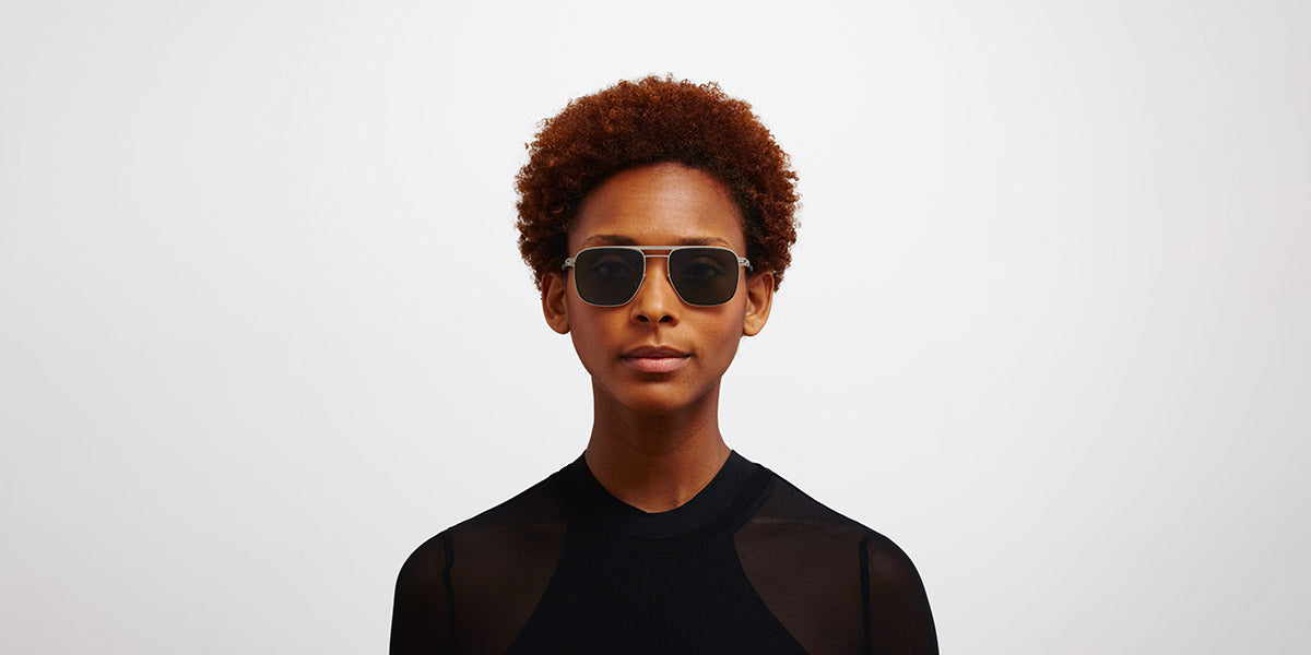 Mykita® ELI MYK ELI Matte Silver/Black / Polarized Pro Green 52 - Matte Silver/Black / Polarized Pro Green Sunglasses