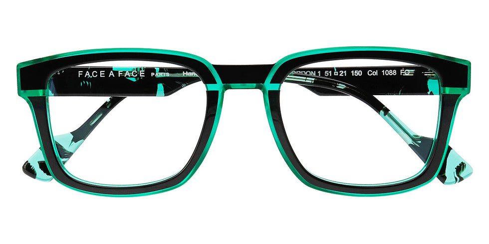 Face A Face® GORDON 1 FAF GORDON 1 1088 51 - Green Transparent/Black (1088) Eyeglasses