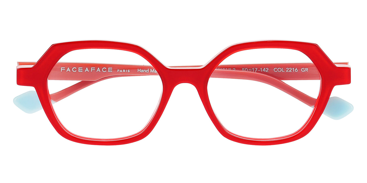 Face A Face® KANJI 3 FAF KANJI 3 2216 50 - Red Transparent/ Flash Red (2216) Eyeglasses