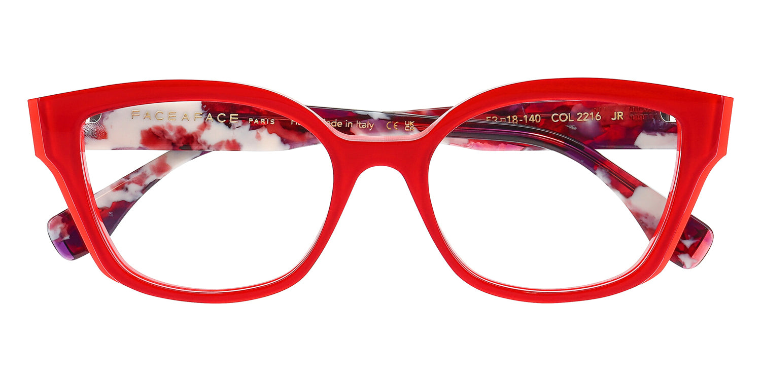 Face A Face® OFFSET 1 FAF OFFSET 1 2216 52 - Red Transparent/ Flash Red (2216) Eyeglasses
