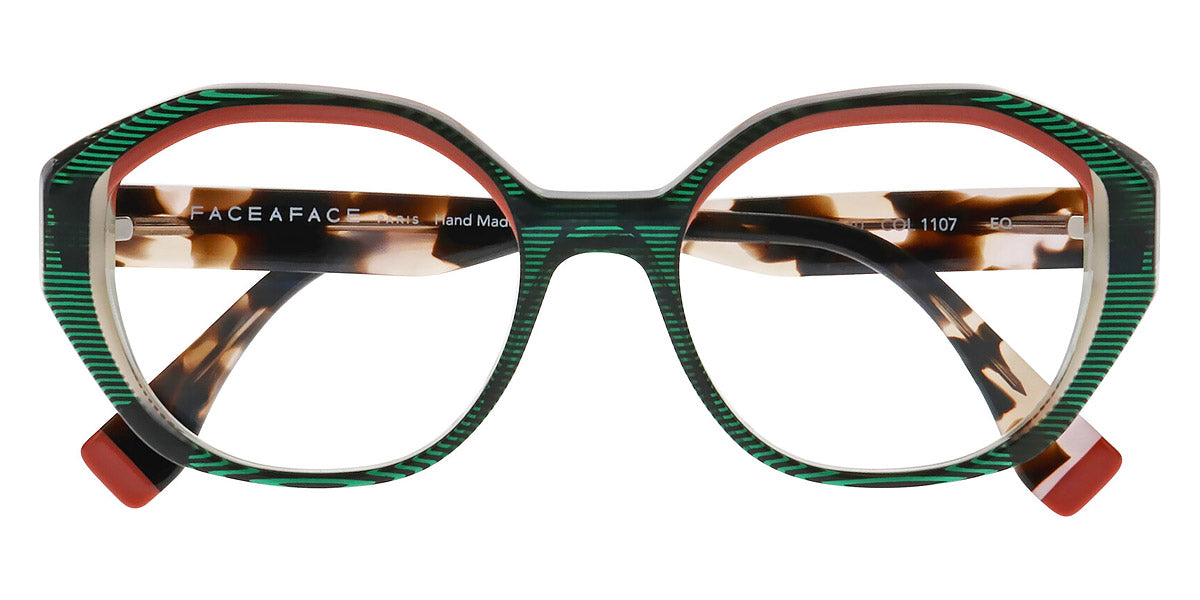 Face A Face® PLEATS 1 FAF PLEATS 1 1107 52 - Transparent Striped Dark Green (1107) Eyeglasses