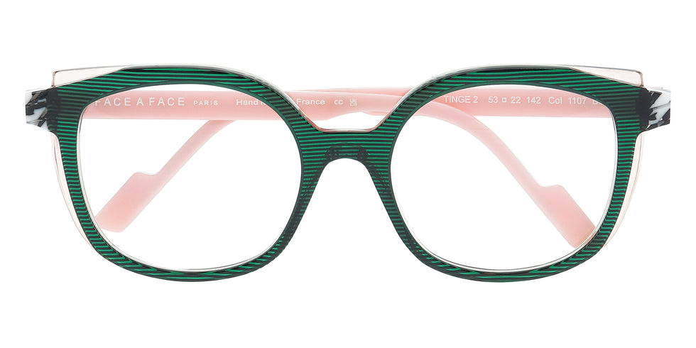Face A Face® TINGE 2 FAF TINGE 2 1107 53 - Transparent Striped Dark Green (1107) Eyeglasses