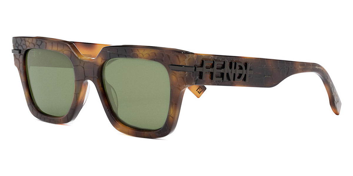 Fendi® FE40078I FEN FE40078I 52N 51 - Shiny Classic Havana/Crocodile Laser / Green Sunglasses