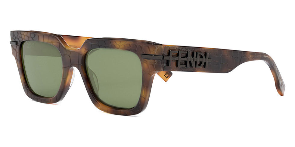 Fendi® FE40078I FEN FE40078I 52N 51 - Shiny Classic Havana/Crocodile Laser / Green Sunglasses