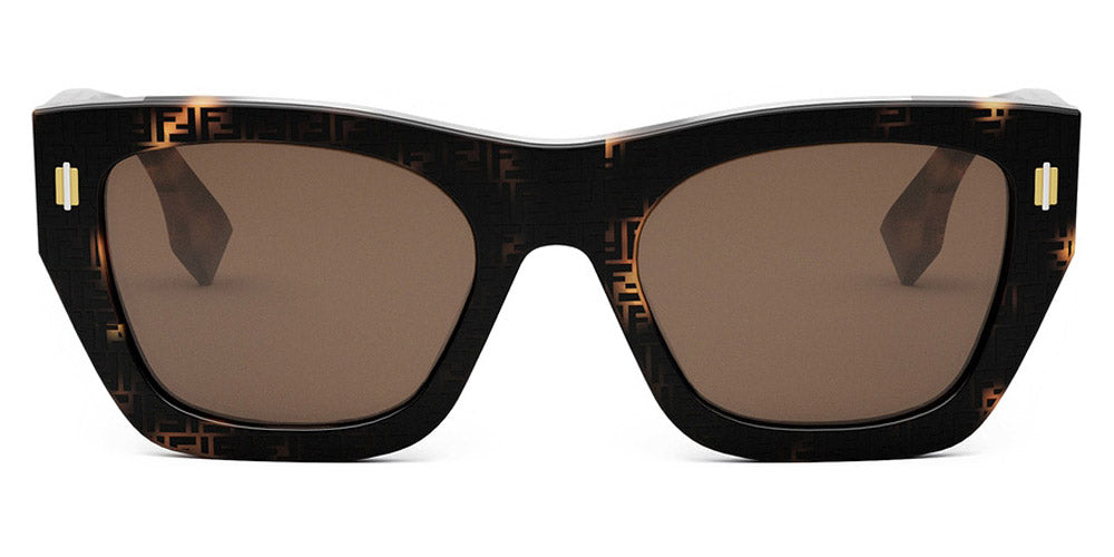 Fendi® FE40100I FEN FE40100I 55E 53 - Shiny Havana with Pattern FF / Brown Sunglasses