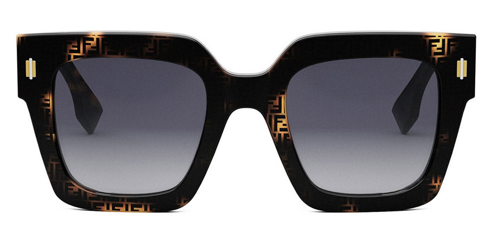 Fendi® FE40101I FEN FE40101I 55B 50 - Shiny Havana with Pattern FF / Smoke Sunglasses