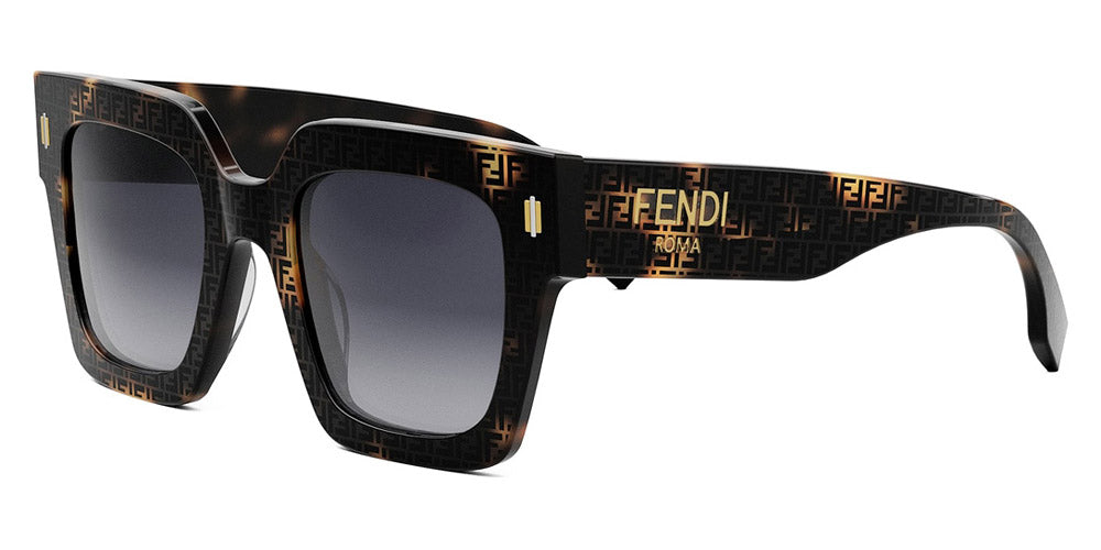 Fendi® FE40101I FEN FE40101I 55B 50 - Shiny Havana with Pattern FF / Smoke Sunglasses