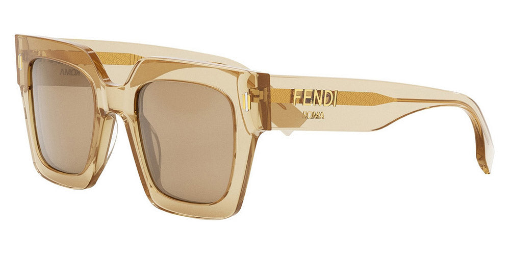 Fendi® FE40101I FEN FE40101I 57E 50 - Shiny Transparent Light Brown / Brown Sunglasses