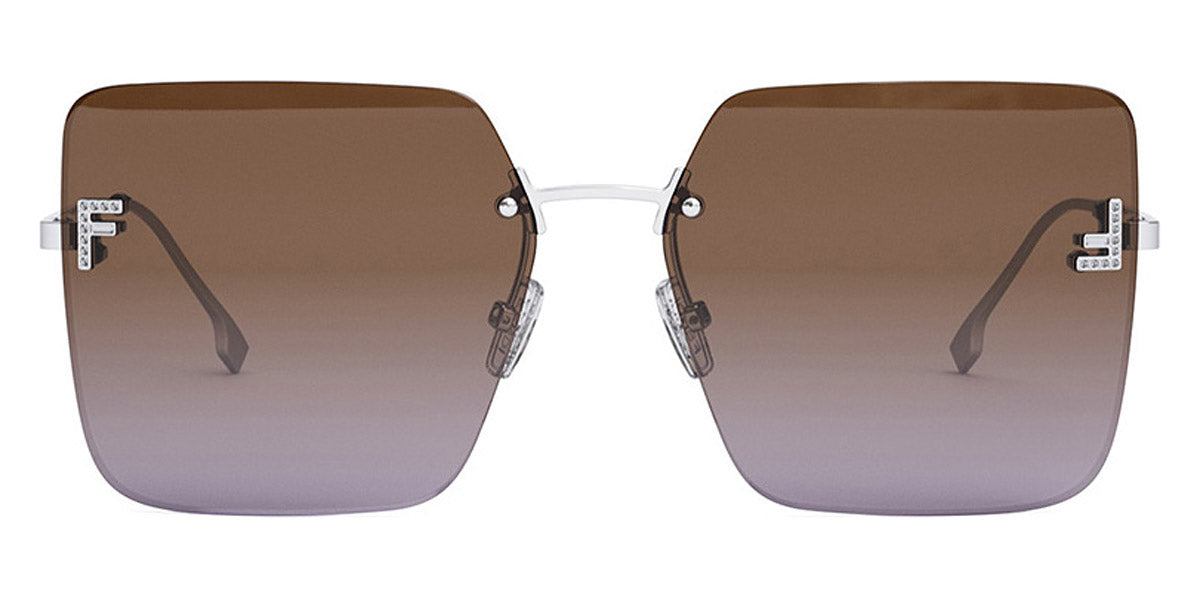 Fendi® FE4082US FEN FE40082US 16Z 59 - Shiny Palladium / Brown Lilac Sunglasses
