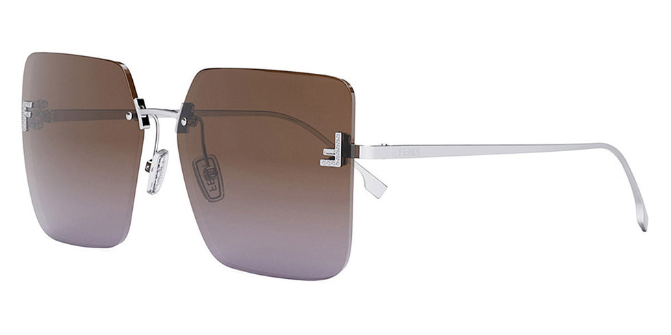 Fendi® FE4082US FEN FE40082US 16Z 59 - Shiny Palladium / Brown Lilac Sunglasses