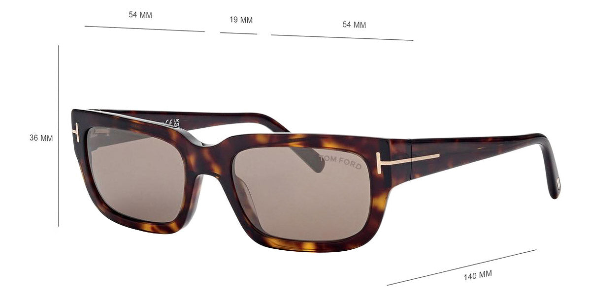 Tom Ford® FT1075 EZRA FT1075 EZRA 52L 54 - 52L - Dark Havana / Dark Havana Sunglasses