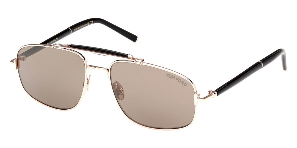 Tom Ford® FT1127-P FT1127-P 28L 57 - 28L Shiny Rose Gold / Roviex Mirrored Sunglasses