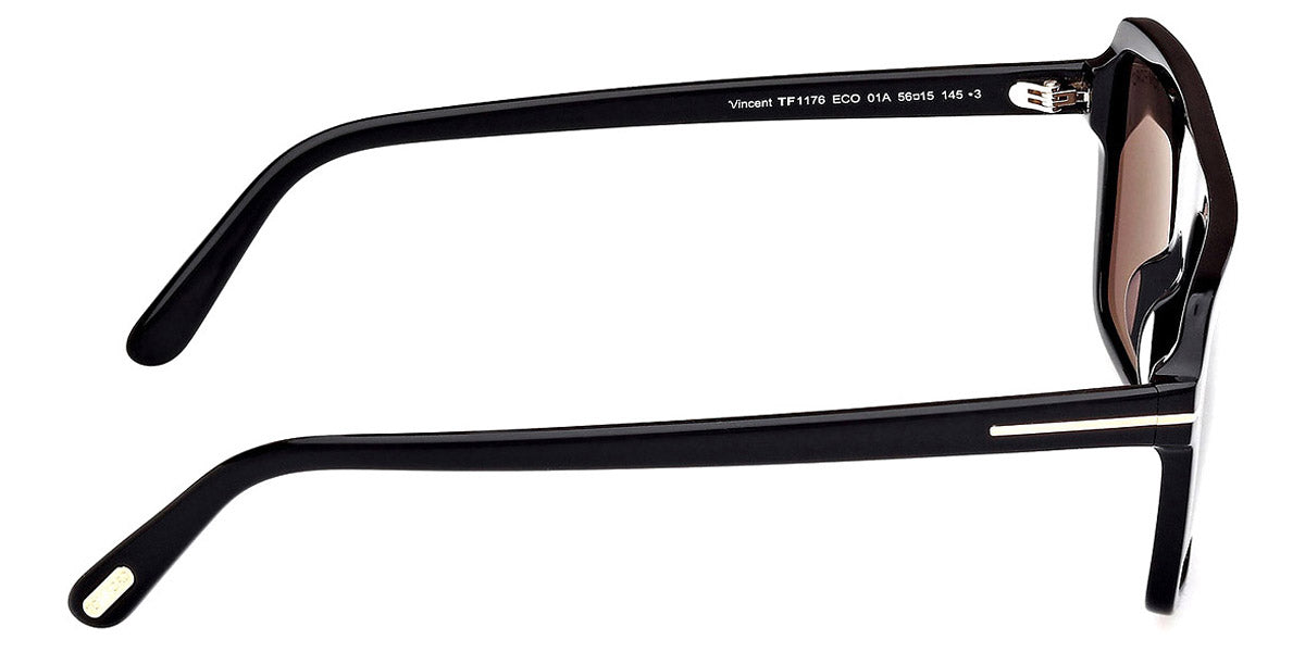 Tom Ford® FT1176 Vincent FT1176 Vincent 01A 56 - 01A - Shiny Black / Shiny Black Sunglasses