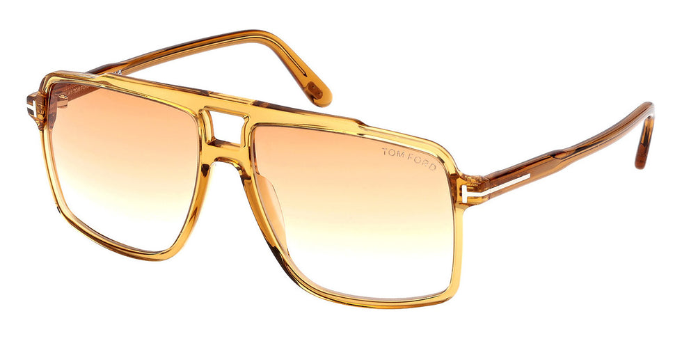 Tom Ford® Kemp FT1177 FT1177 39F 59 - Shiny Dark Yellow / Gradient Brown Sunglasses