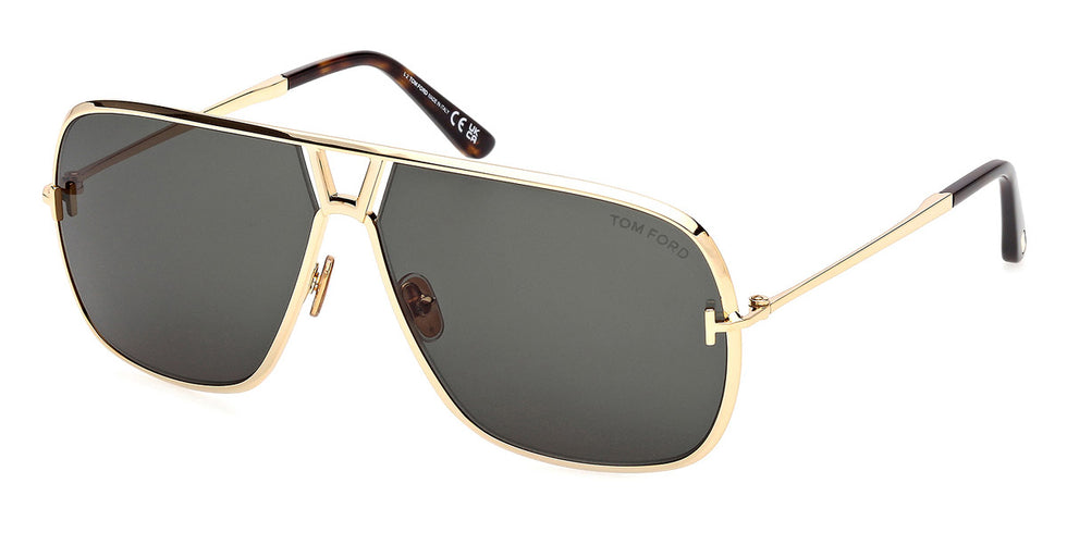 Tom Ford® FT1204 FT1204 30N 63 - Shiny Deep Gold / Green Sunglasses