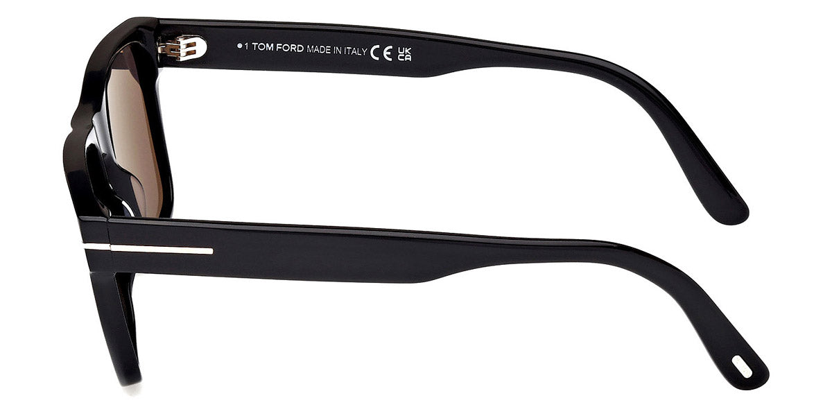 Tom Ford® Calder FT1205 FT1205 01A 55 - Shiny Black / Smoke Sunglasses