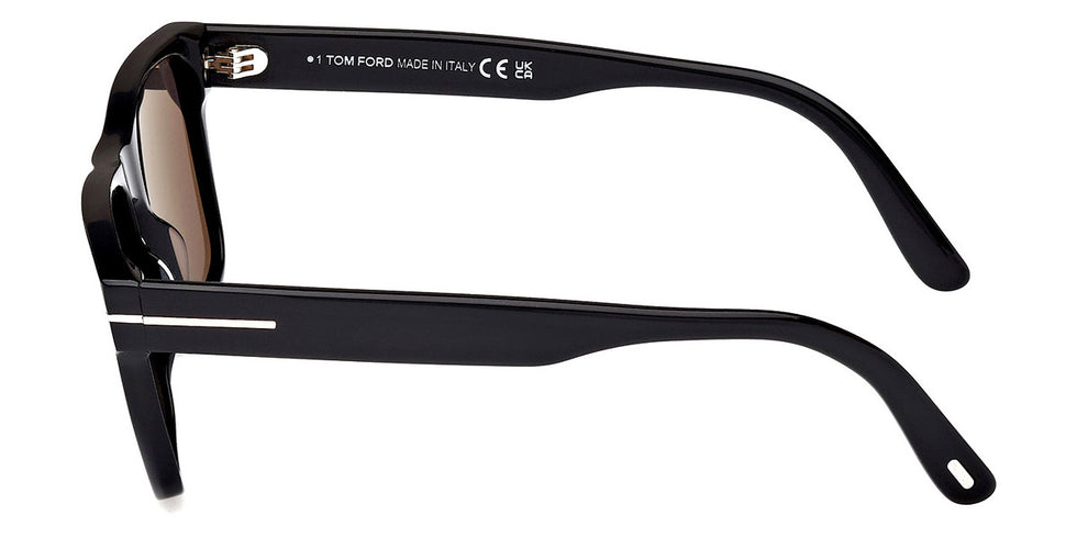 Tom Ford® Calder FT1205 FT1205 01A 55 - Shiny Black / Smoke Sunglasses