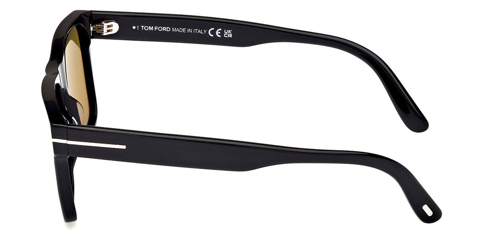 Tom Ford® Calder FT1205 FT1205 01H 55 - Shiny Black / Brown Polarized Sunglasses