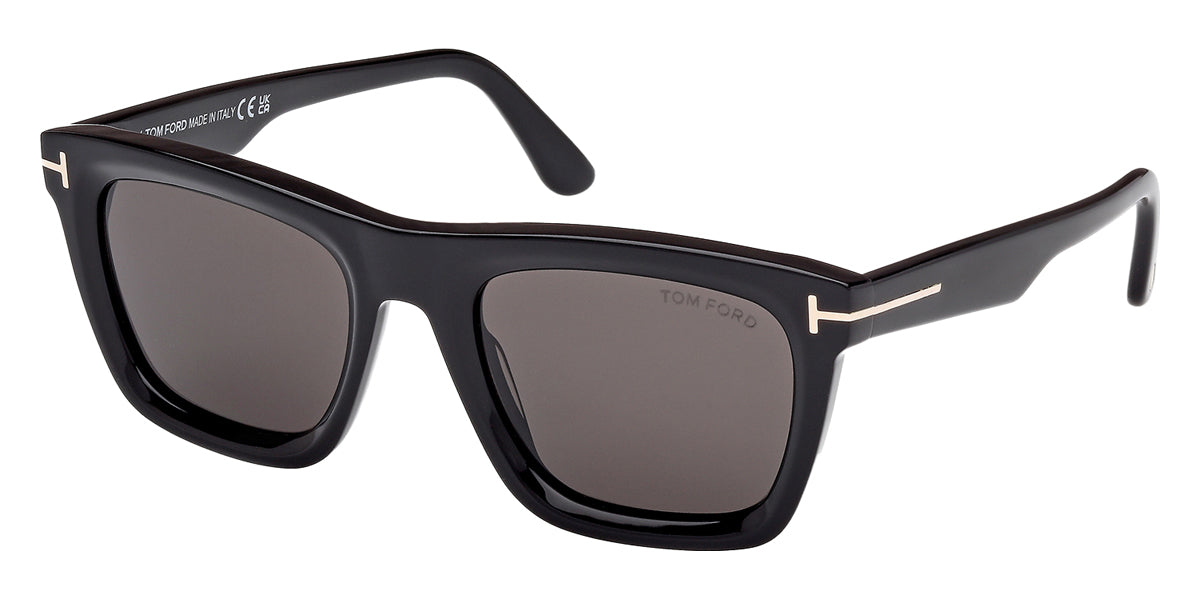 Tom Ford® LELIO FT1207 FT1207 01A 52 - Shiny Black / Smoke Sunglasses