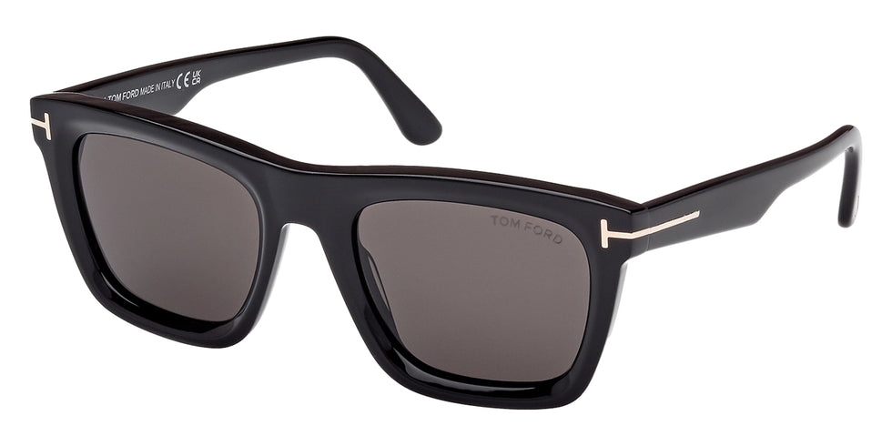 Tom Ford® LELIO FT1207 FT1207 01A 52 - Shiny Black / Smoke Sunglasses