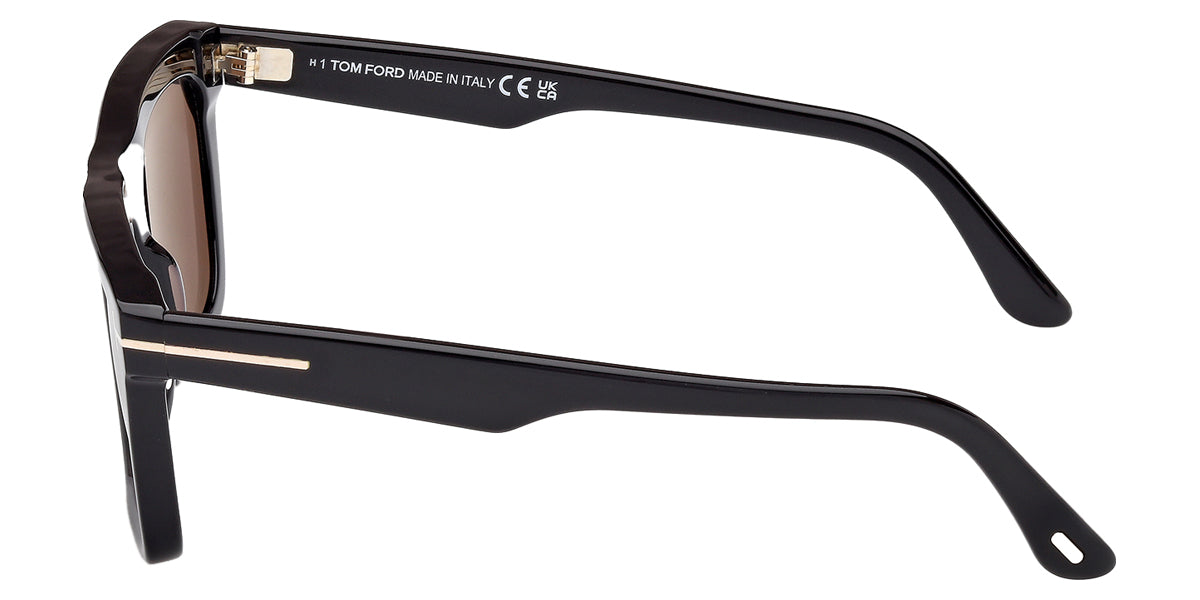 Tom Ford® LELIO FT1207 FT1207 01A 52 - Shiny Black / Smoke Sunglasses