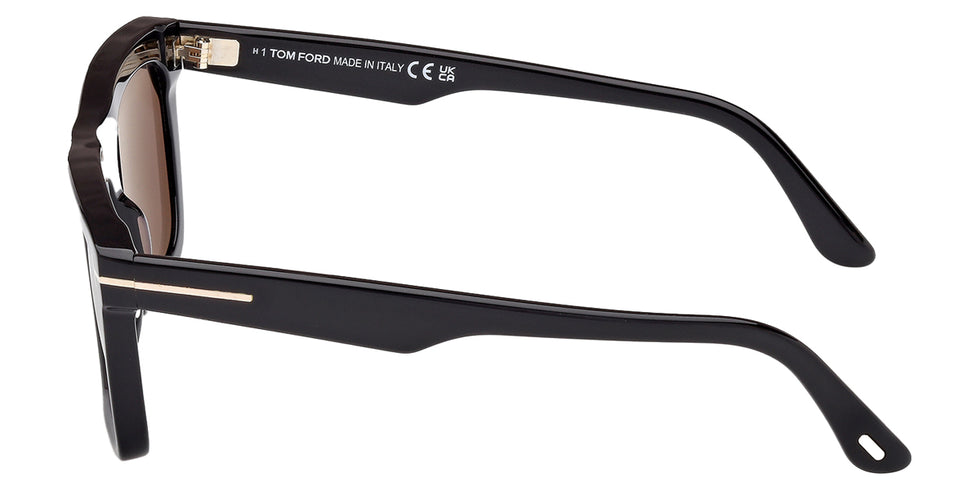 Tom Ford® LELIO FT1207 FT1207 01A 52 - Shiny Black / Smoke Sunglasses