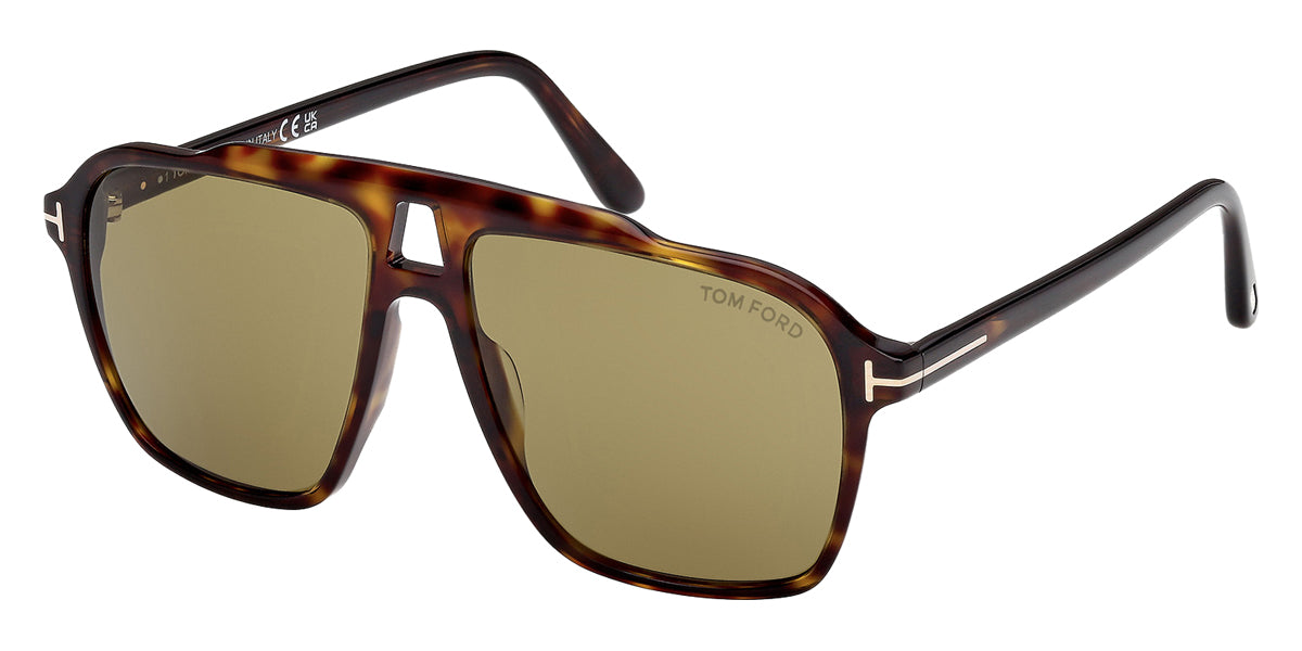 Tom Ford® AUTARI FT1209 FT1209 52N 56 - Dark Havana / Green Sunglasses
