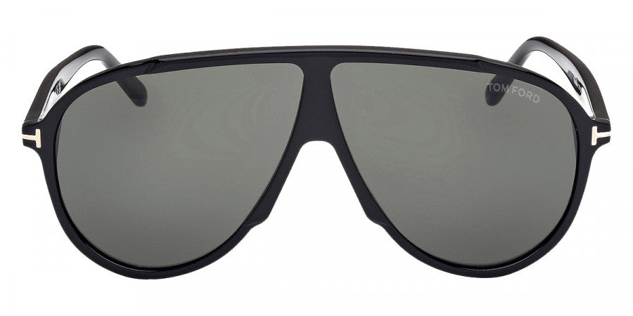 Tom Ford® FT1211 FT1211 01N 65 - Shiny Black / Green Sunglasses