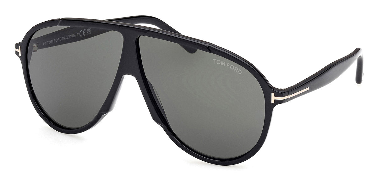 Tom Ford® FT1211 FT1211 01N 65 - Shiny Black / Green Sunglasses