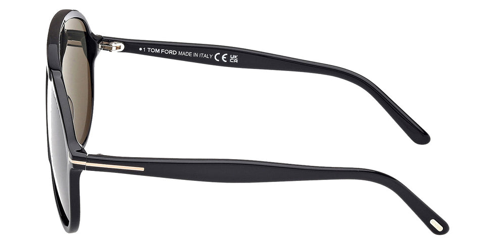 Tom Ford® FT1211 FT1211 01N 65 - Shiny Black / Green Sunglasses