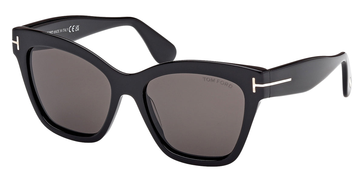 Tom Ford® ELVIRA FT1217 FT1217 01A 55 - Shiny Black / Smoke Sunglasses