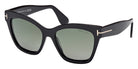 Tom Ford® ELVIRA FT1217 FT1217 01R 55 - Shiny Black / Green Polarized Sunglasses