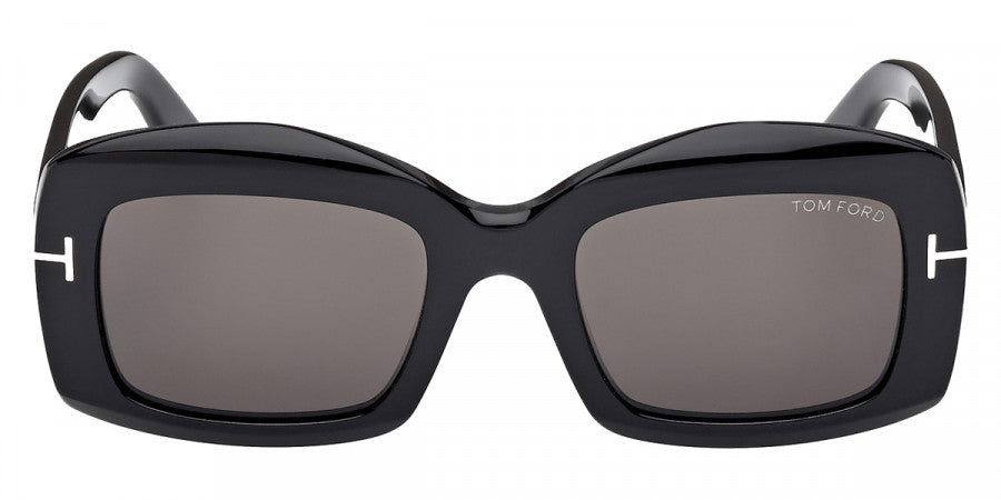 Tom Ford® VENETIA FT1218 FT1218 01A 53 - Shiny Black / Smoke Sunglasses