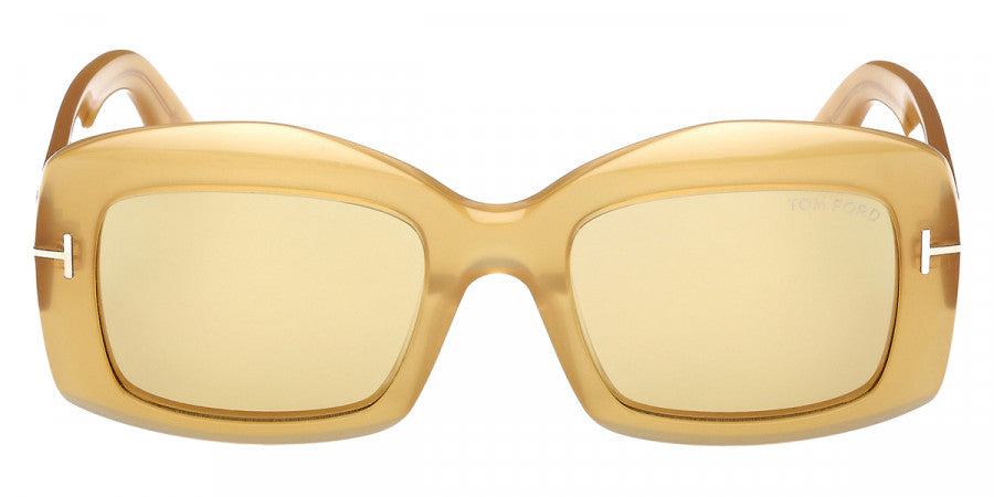 Tom Ford® VENETIA FT1218 FT1218 39E 53 - Shiny Dark Yellow / Brown Sunglasses