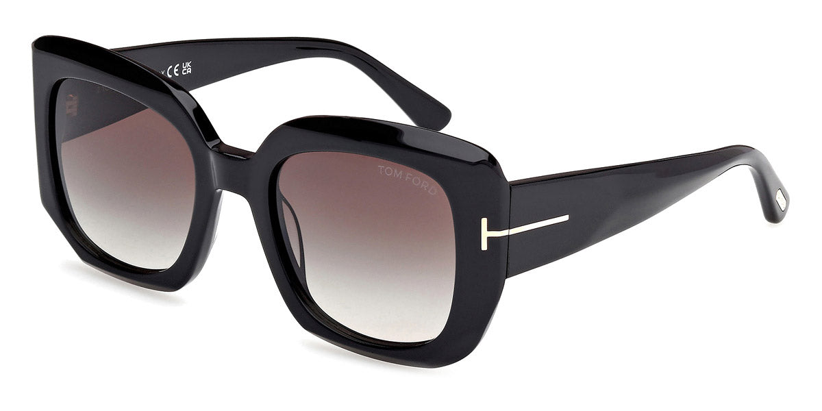 Tom Ford® FT1220 FT1220 01B 52 - Shiny Black / Gradient Smoke Sunglasses