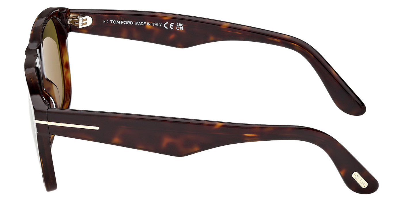 Tom Ford® FT1284 Sunglasses - Dark Havana/Green Polarized