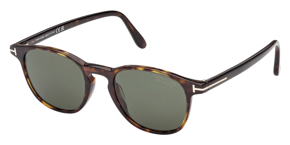 Tom Ford® FT1302 Sunglasses - Dark Havana/Green Polarized