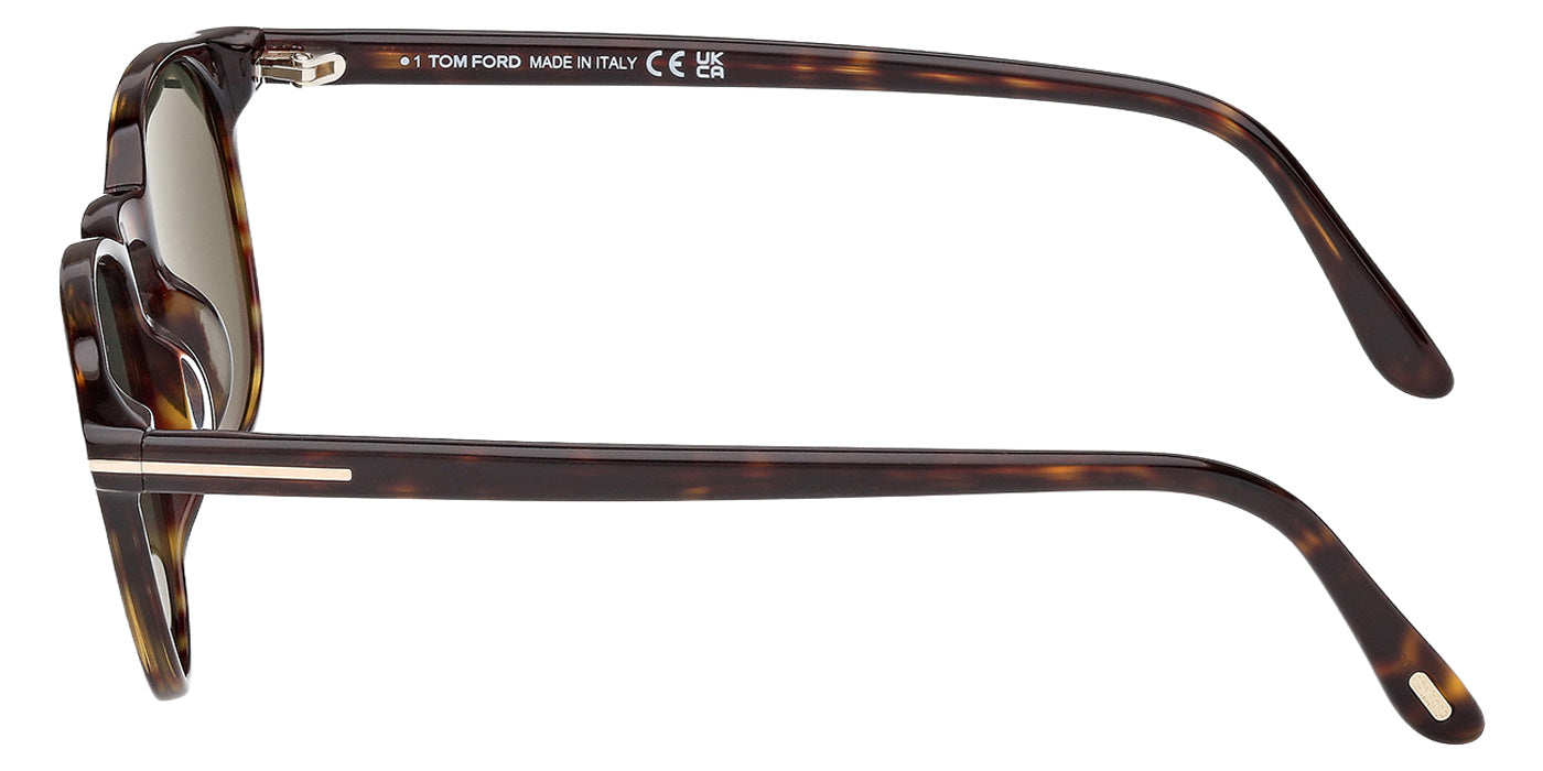Tom Ford® FT1302 Sunglasses - Dark Havana/Green Polarized