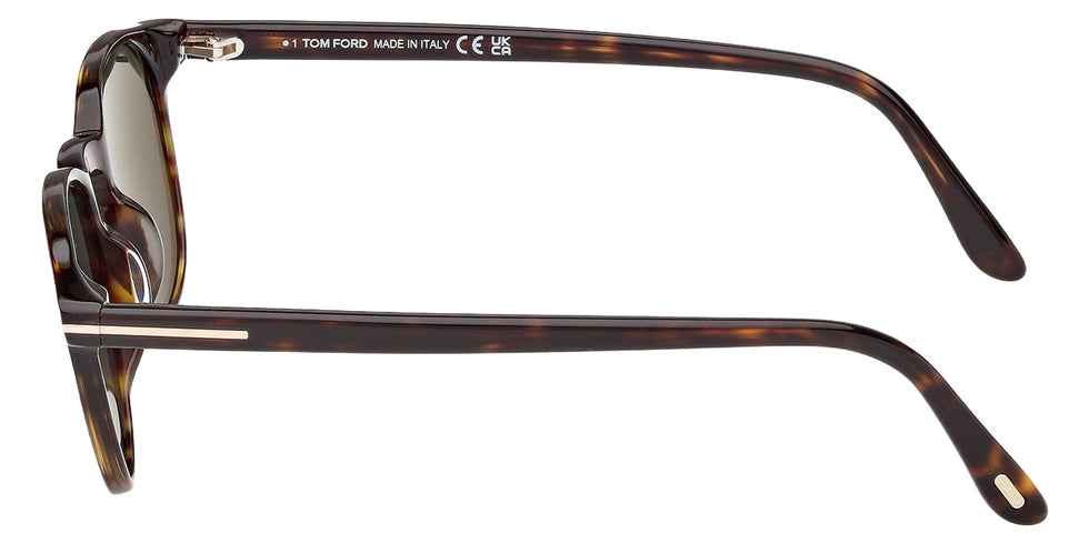 Tom Ford® FT1302 Sunglasses - Dark Havana/Green Polarized