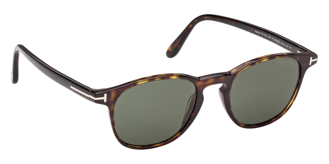 Tom Ford® FT1302 Sunglasses - Dark Havana/Green Polarized