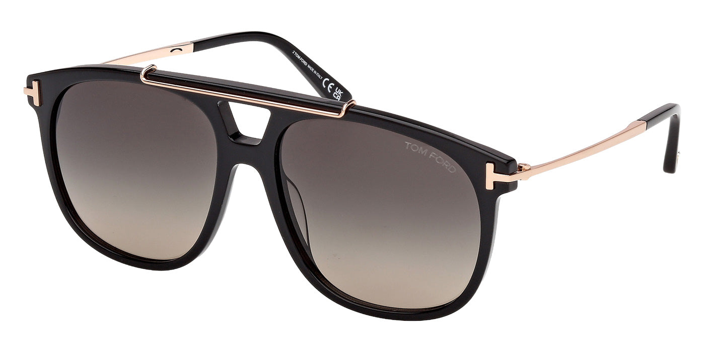 Tom Ford® FT1306 Sunglasses - Shiny Black/Gradient Smoke