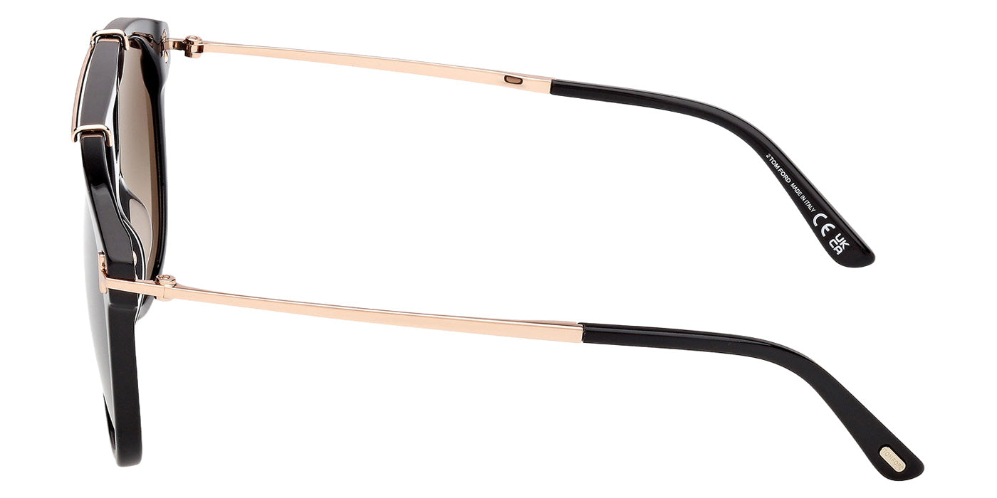Tom Ford® FT1306 Sunglasses - Shiny Black/Gradient Smoke