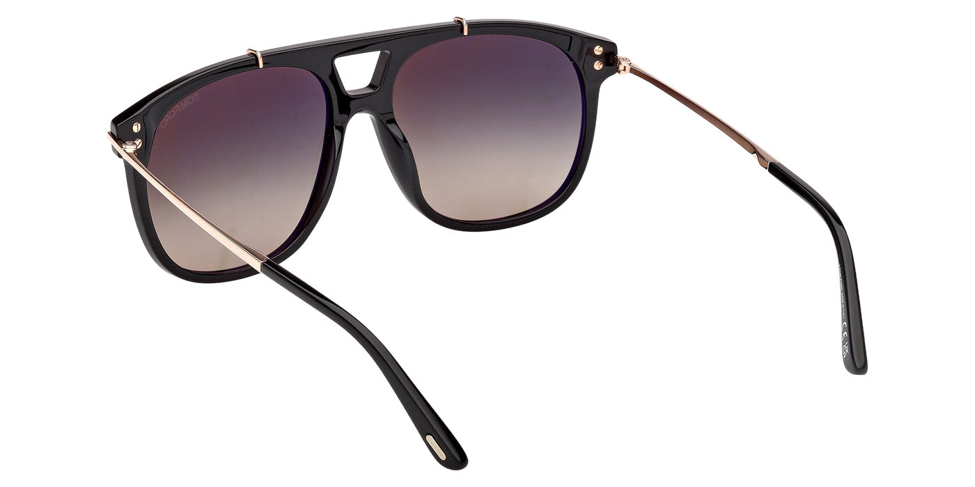 Tom Ford® FT1306 Sunglasses - Shiny Black/Gradient Smoke