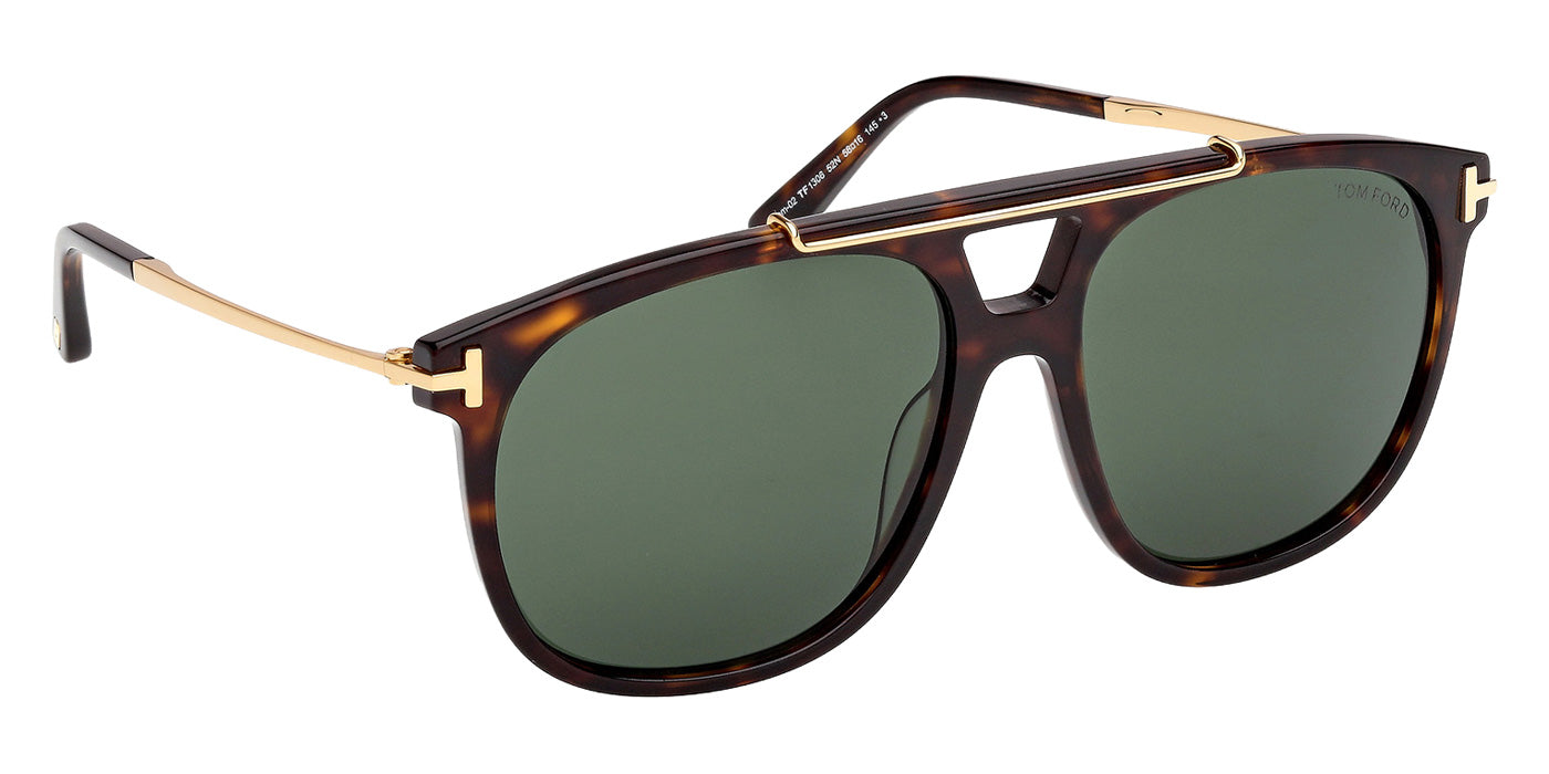Tom Ford® FT1306 Sunglasses - Dark Havana/Green