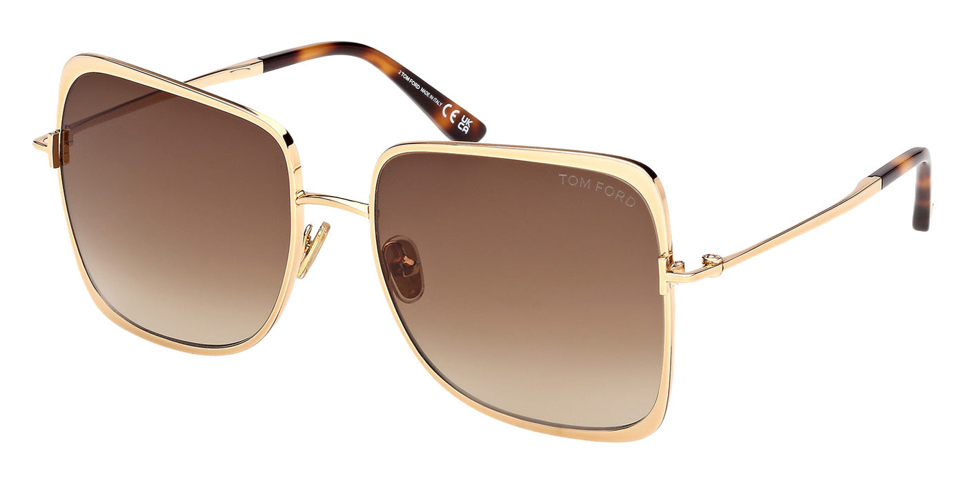 Tom Ford® FT1319 Sunglasses - Shiny Deep Gold/Gradient Brown