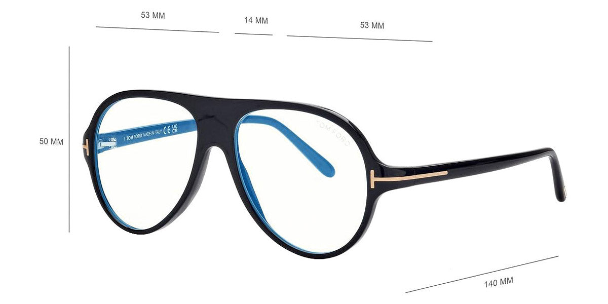 Tom Ford® FT5012-B FT5012-B 001 53 - 001 - Shiny Black / Shiny Black Eyeglasses