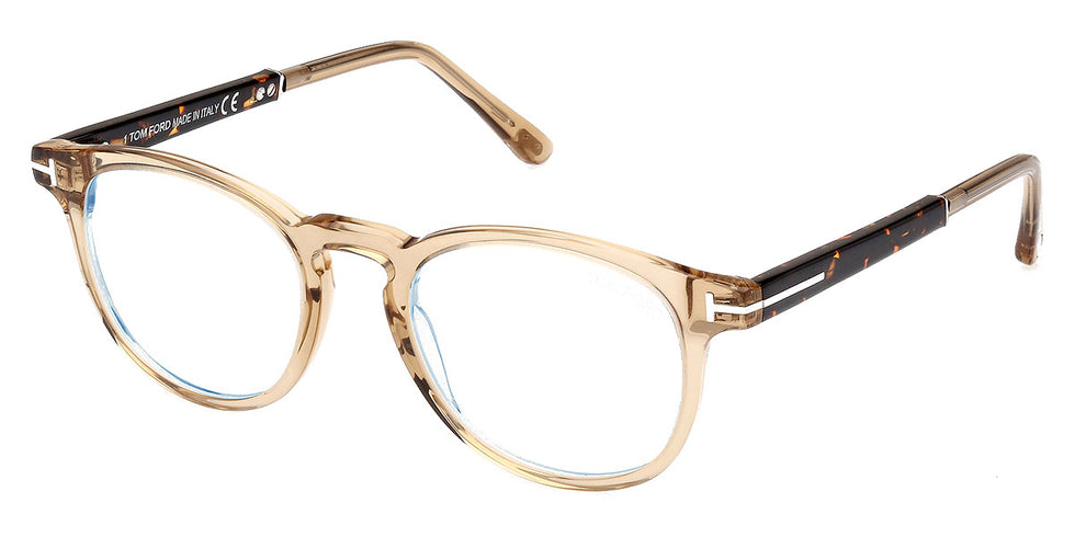 Tom Ford® FT5891-B FT5891-B 047 49 - 047 - Shiny Light Brown / Dark Havana Eyeglasses